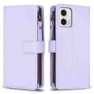 For Motorola Moto G73 5G 9 Card Slots Zipper Wallet Leather Flip Phone Case(Light Purple) - 1