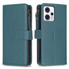 For Motorola Moto G13 4G / G23 4G / G53 5G 9 Card Slots Zipper Wallet Leather Flip Phone Case(Green) - 1