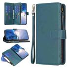 For Motorola Edge 40 9 Card Slots Zipper Wallet Leather Flip Phone Case(Green) - 1