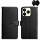 For Realme C53 Genuine Leather Fingerprint-proof Flip Phone Case(Black) - 1