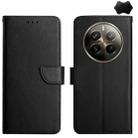 For Realme 12+ Global Genuine Leather Fingerprint-proof Flip Phone Case(Black) - 1