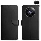 For Realme 12 5G Global Genuine Leather Fingerprint-proof Flip Phone Case(Black) - 1