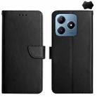 For Realme C63 4G Global/ C61 Genuine Leather Fingerprint-proof Flip Phone Case(Black) - 1