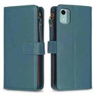 For Nokia C12 9 Card Slots Zipper Wallet Leather Flip Phone Case(Green) - 1