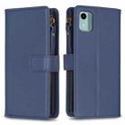 For Nokia C12 9 Card Slots Zipper Wallet Leather Flip Phone Case(Blue) - 1