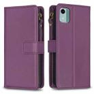 For Nokia C12 9 Card Slots Zipper Wallet Leather Flip Phone Case(Dark Purple) - 1
