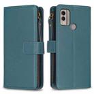 For Nokia C22 9 Card Slots Zipper Wallet Leather Flip Phone Case(Green) - 1