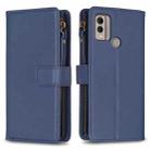 For Nokia C22 9 Card Slots Zipper Wallet Leather Flip Phone Case(Blue) - 1