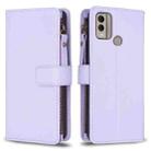For Nokia C22 9 Card Slots Zipper Wallet Leather Flip Phone Case(Light Purple) - 1