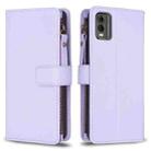 For Nokia C32 9 Card Slots Zipper Wallet Leather Flip Phone Case(Light Purple) - 1