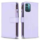 For Nokia G21 / G11 9 Card Slots Zipper Wallet Leather Flip Phone Case(Light Purple) - 1