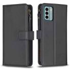 For Nokia G22 9 Card Slots Zipper Wallet Leather Flip Phone Case(Black) - 1