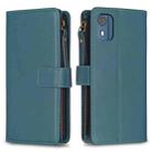 For Nokia C02 9 Card Slots Zipper Wallet Leather Flip Phone Case(Green) - 1