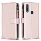 For vivo Y11 / Y15 / Y12 / Y17 9 Card Slots Zipper Wallet Leather Flip Phone Case(Rose Gold) - 1