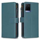 For vivo Y21 / Y21s / Y33s 9 Card Slots Zipper Wallet Leather Flip Phone Case(Green) - 1