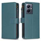 For vivo Y78 5G 9 Card Slots Zipper Wallet Leather Flip Phone Case(Green) - 1