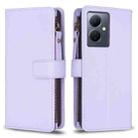 For vivo Y78 5G 9 Card Slots Zipper Wallet Leather Flip Phone Case(Light Purple) - 1