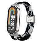 For Xiaomi Mi Band 8 Metal Head + Adjustable Nylon Braided Steel Buckle Watch Band(Black White) - 1