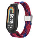 For Xiaomi Mi Band 8 Metal Head + Adjustable Nylon Braided Steel Buckle Watch Band(Red Blue) - 1