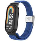 For Xiaomi Mi Band 8 Metal Head + Adjustable Nylon Braided Steel Buckle Watch Band(Cold Blue) - 1