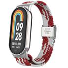 For Xiaomi Mi Band 8 Metal Head + Adjustable Nylon Braided Steel Buckle Watch Band(Red White) - 1