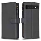 For Google Pixel 7 Pro 9 Card Slots Zipper Wallet Leather Flip Phone Case(Black) - 1