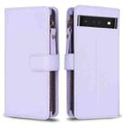 For Google Pixel 7 Pro 9 Card Slots Zipper Wallet Leather Flip Phone Case(Light Purple) - 1