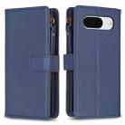 For Google Pixel 8 9 Card Slots Zipper Wallet Leather Flip Phone Case(Blue) - 1