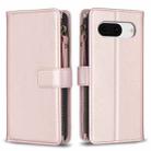 For Google Pixel 8 9 Card Slots Zipper Wallet Leather Flip Phone Case(Rose Gold) - 1