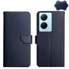 For vivo Y78+ Genuine Leather Fingerprint-proof Flip Phone Case(Blue) - 1
