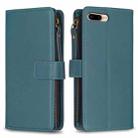 For iPhone 8 Plus / 7 Plus 9 Card Slots Zipper Wallet Leather Flip Phone Case(Green) - 1