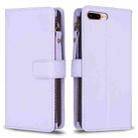 For iPhone 8 Plus / 7 Plus 9 Card Slots Zipper Wallet Leather Flip Phone Case(Light Purple) - 1