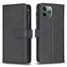 For iPhone 11 Pro 9 Card Slots Zipper Wallet Leather Flip Phone Case(Black) - 1