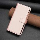 For iPhone 16 Pro 9 Card Slots Zipper Wallet Leather Flip Phone Case(Rose Gold) - 2