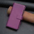 For iPhone 16 9 Card Slots Zipper Wallet Leather Flip Phone Case(Dark Purple) - 2