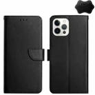 For iPhone 15 Pro Max Genuine Leather Fingerprint-proof Flip Phone Case(Black) - 1