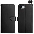 For iPhone SE 2024 Genuine Leather Fingerprint-proof Flip Phone Case(Black) - 1