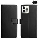 For iPhone 16 Pro Genuine Leather Fingerprint-proof Flip Phone Case(Black) - 1