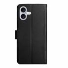 For iPhone 16 Plus Genuine Leather Fingerprint-proof Flip Phone Case(Black) - 3