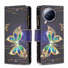 For Xiaomi Civi 3 5G Colored Drawing Pattern Zipper Leather Phone Case(Gold Butterfly) - 1