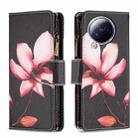 For Xiaomi Civi 3 5G Colored Drawing Pattern Zipper Leather Phone Case(Lotus) - 1