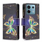 For Xiaomi Redmi Note 13 Pro Colored Drawing Pattern Zipper Leather Phone Case(Gold Butterfly) - 1