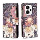 For Xiaomi Redmi Note 13 Pro+ 5G Colored Drawing Pattern Zipper Leather Phone Case(Flower Elephants) - 1