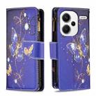 For Xiaomi Redmi Note 13 Pro+ Colored Drawing Pattern Zipper Leather Phone Case(Purple Butterfly) - 1