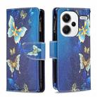 For Xiaomi Redmi Note 13 Pro+ 5G Colored Drawing Pattern Zipper Leather Phone Case(Big Butterfly) - 1