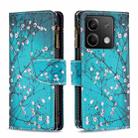 For Xiaomi Redmi Note 13 Colored Drawing Pattern Zipper Leather Phone Case(Plum Blossom) - 1