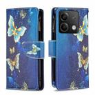 For Xiaomi Redmi Note 13 Colored Drawing Pattern Zipper Leather Phone Case(Big Butterfly) - 1