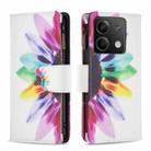 For Xiaomi Redmi Note 13 Colored Drawing Pattern Zipper Leather Phone Case(Sun Flower) - 1