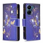 For Xiaomi Redmi 13C Colored Drawing Pattern Zipper Leather Phone Case(Purple Butterfly) - 1