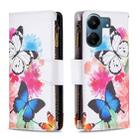 For Xiaomi Redmi 13C Colored Drawing Pattern Zipper Leather Phone Case(Two Butterflies) - 1